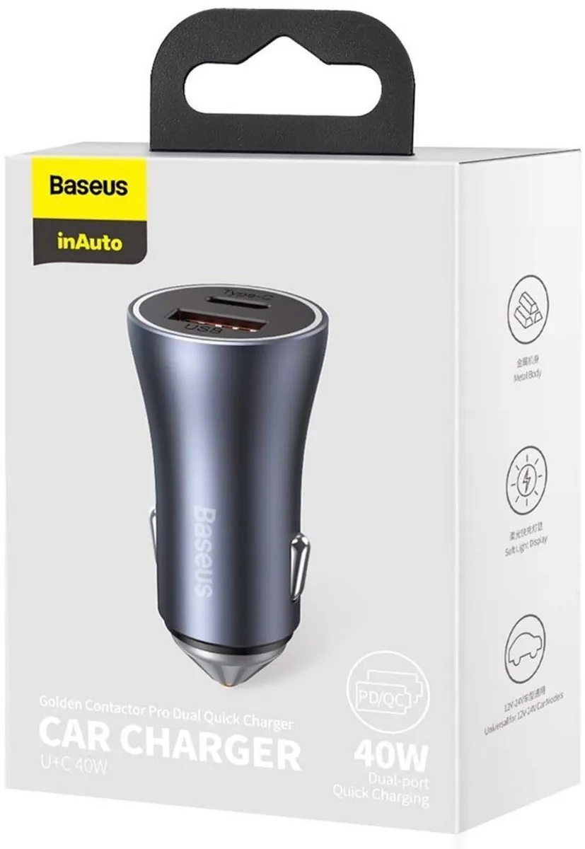 Baseus USB-C 40W Lader met Kabel - Grijs