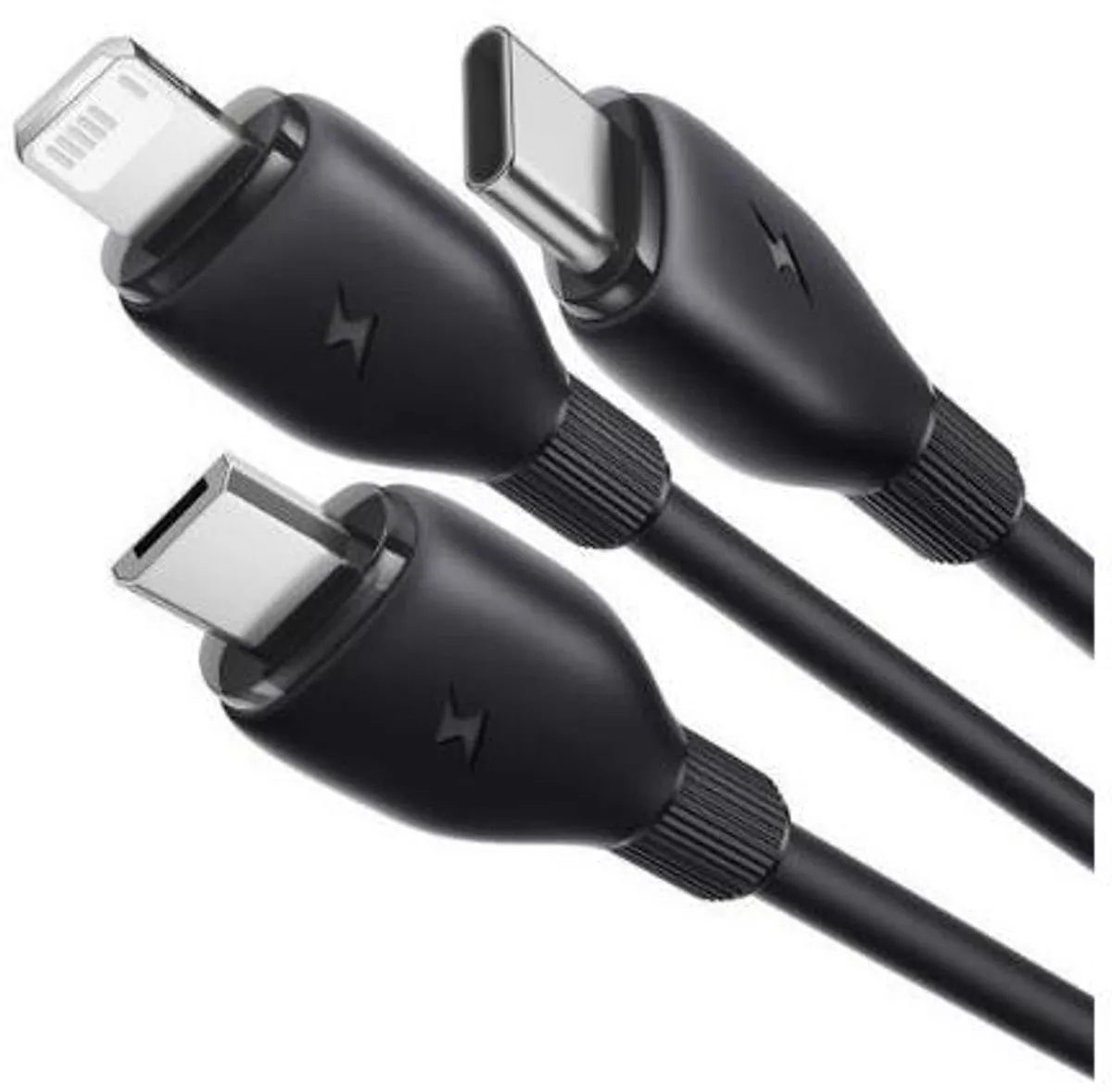 Baseus 3-in-1 USB Kabel Lightning/USB-C/Micro-USB 0.8m - Zwart