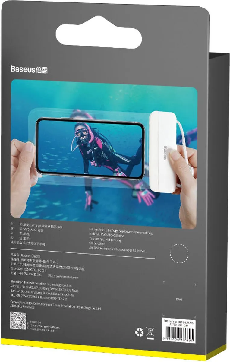 Baseus Waterdicht Telefoonhoesje IPX8 - 6.7 Inch - Wit