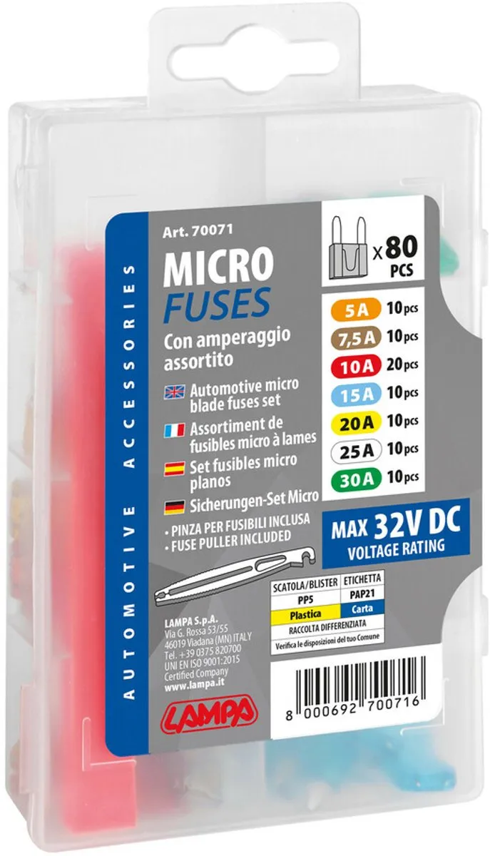 Lampa Micro Zekeringen Set 80 Stuks - 5A t/m 30A - Zwart - afbeelding 4 van 4
