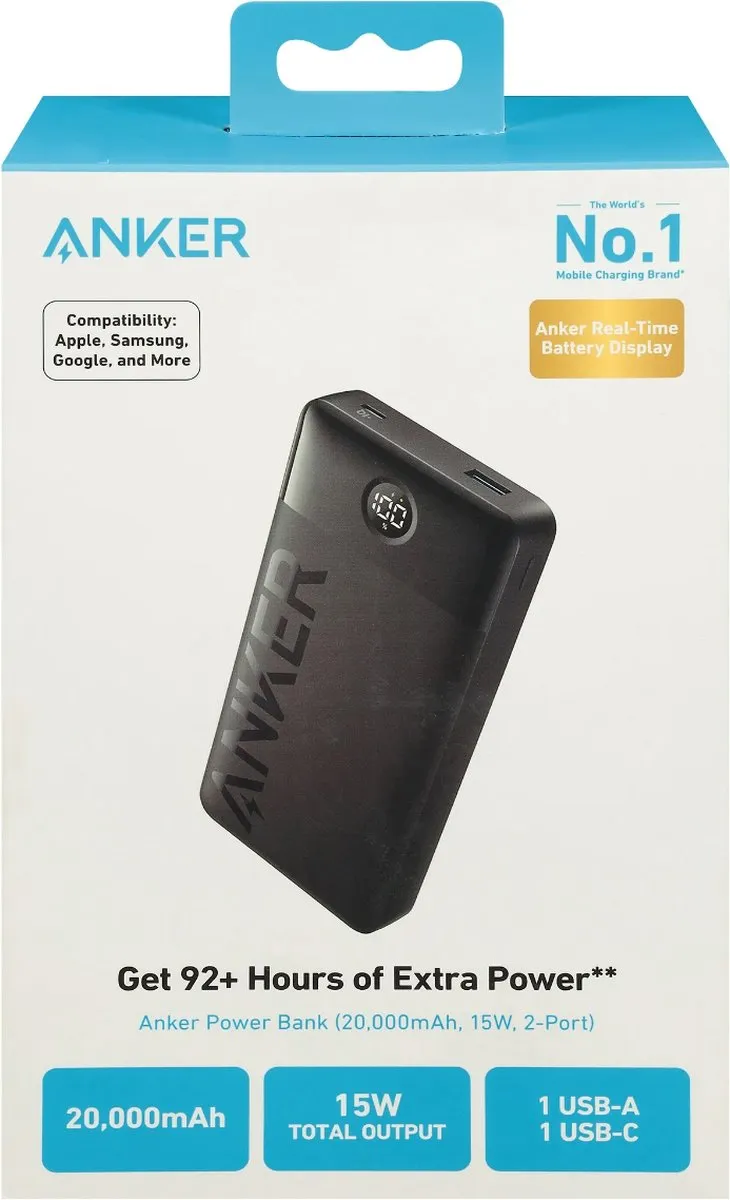 Anker Powerbank 20.000mAh 2xA1367G11 - 2 Stuks - 15W - USB-A & USB-C - afbeelding 6 van 6