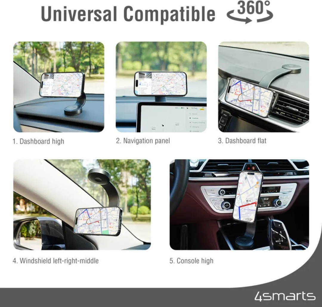 4Smarts Jongen Inductieve Autolader 15W - Zwart - afbeelding 3 van 6