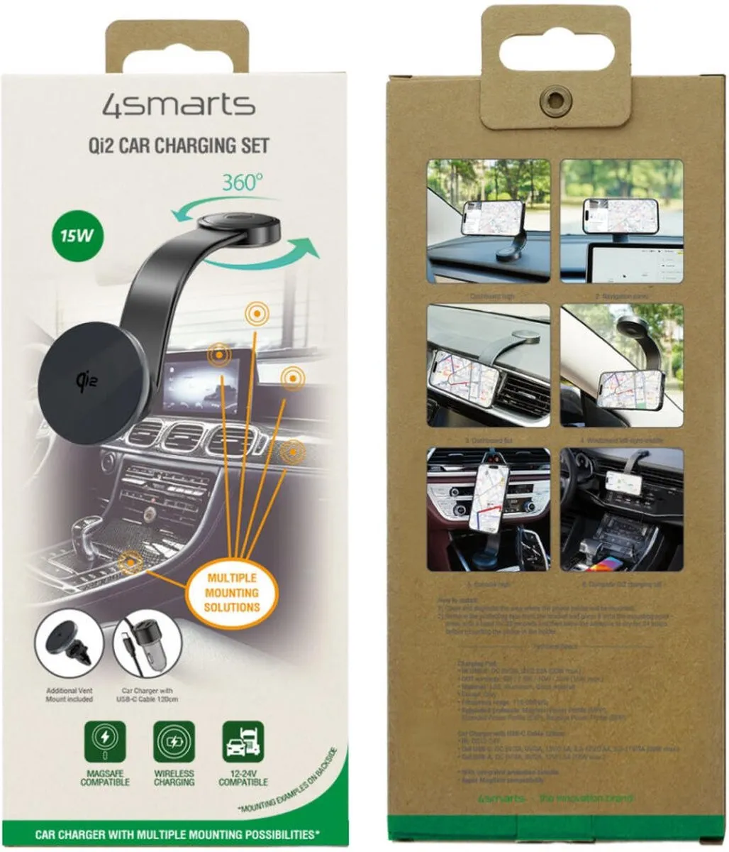 4Smarts Jongen Inductieve Autolader 15W - Zwart - afbeelding 5 van 6