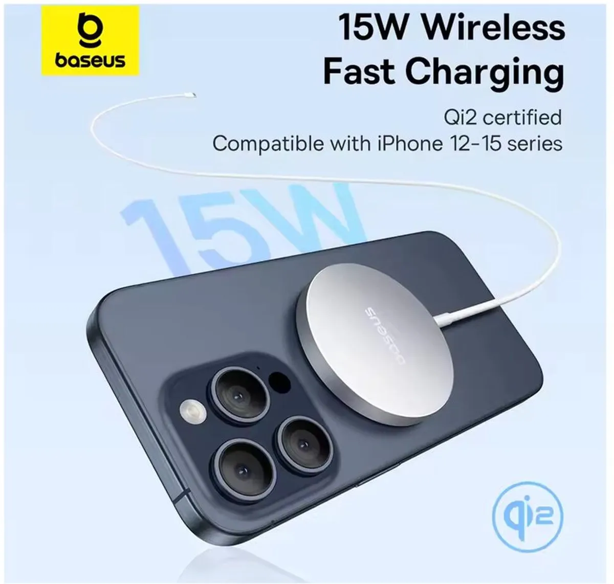 Baseus Simple Mini4 Air Qi2 Magnetische Draadloze Oplader 15W - Zilver