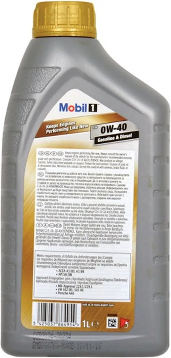 Mobil 1 FS 0W-40 Motorolie 1L - o.a. VW/Porsche