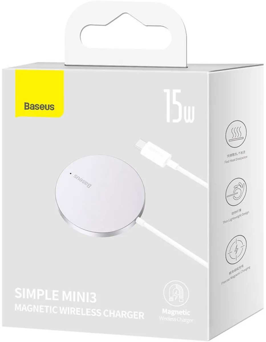 Baseus Simple Mini3 CCJJ040012 Draadloze Oplader - 15W - Zilver - afbeelding 6 van 6