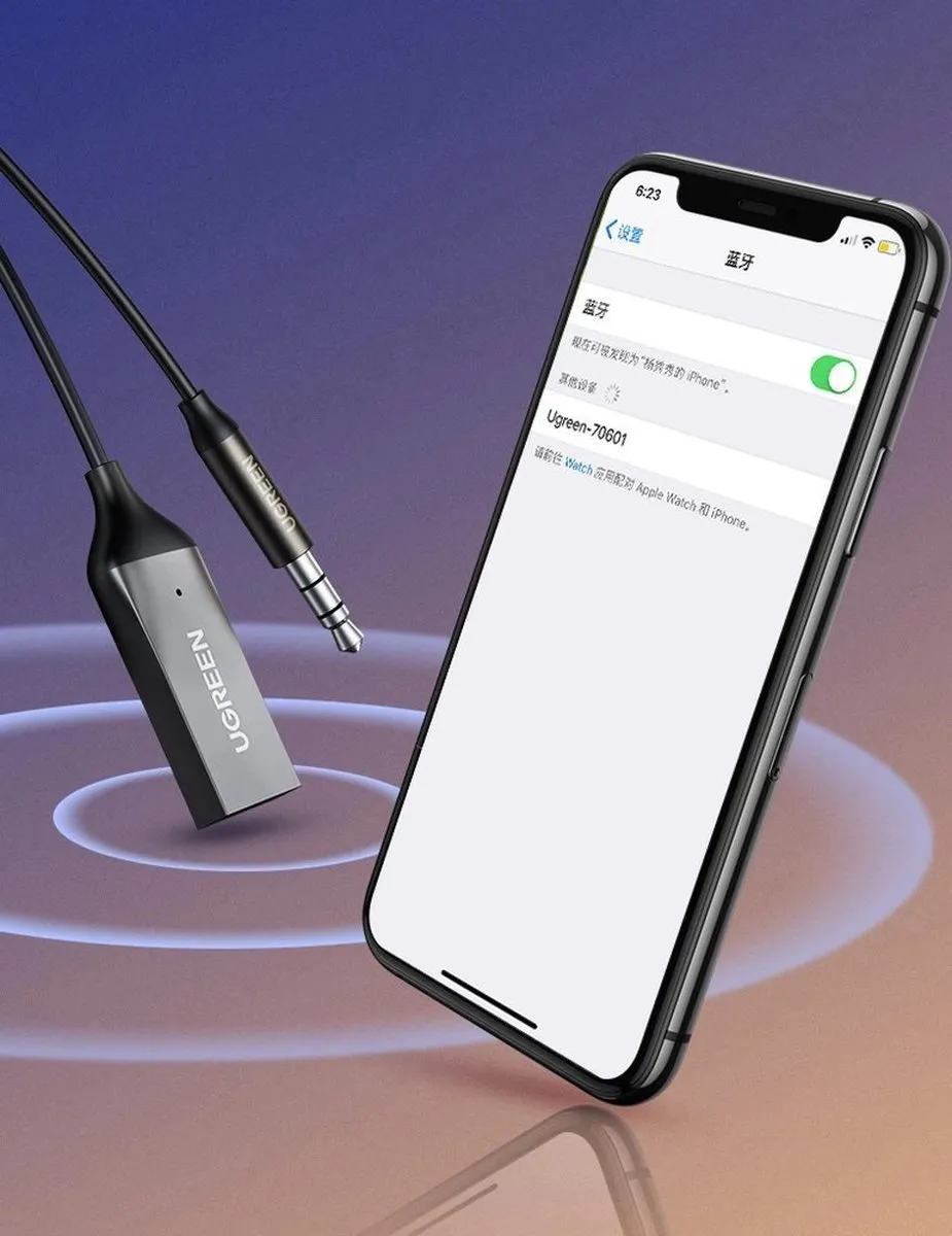 Ugreen Bluetooth 5.0 Geluidsontvanger USB-Audioadapter AUX - Zwart