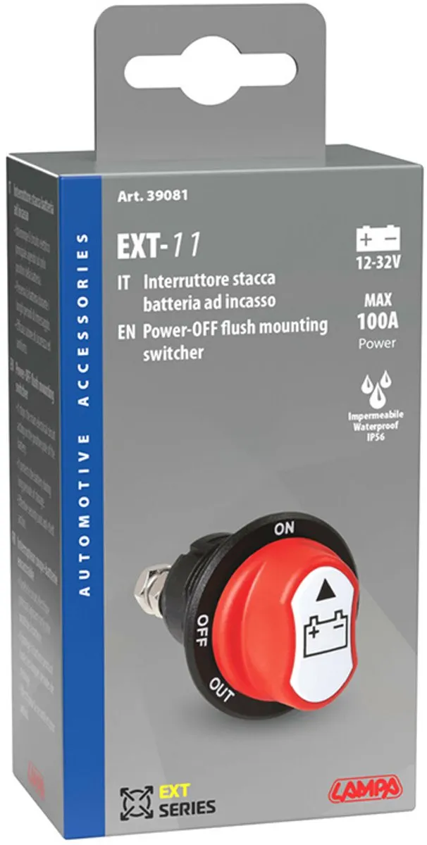 Lampa Massa Schakelaar 3 standen 12-32V - Rood