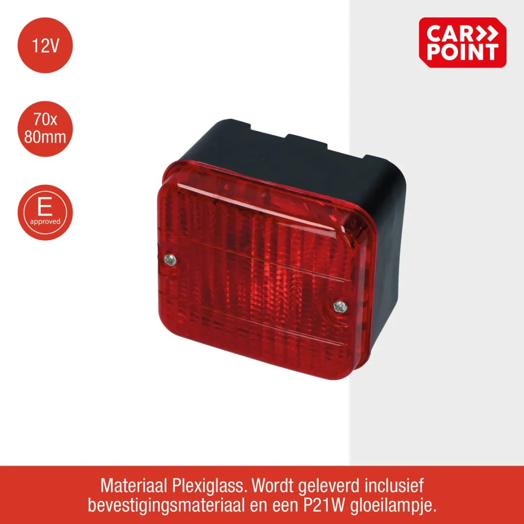 Carpoint Mistachterlicht Aanhanger 7x8cm - Rood