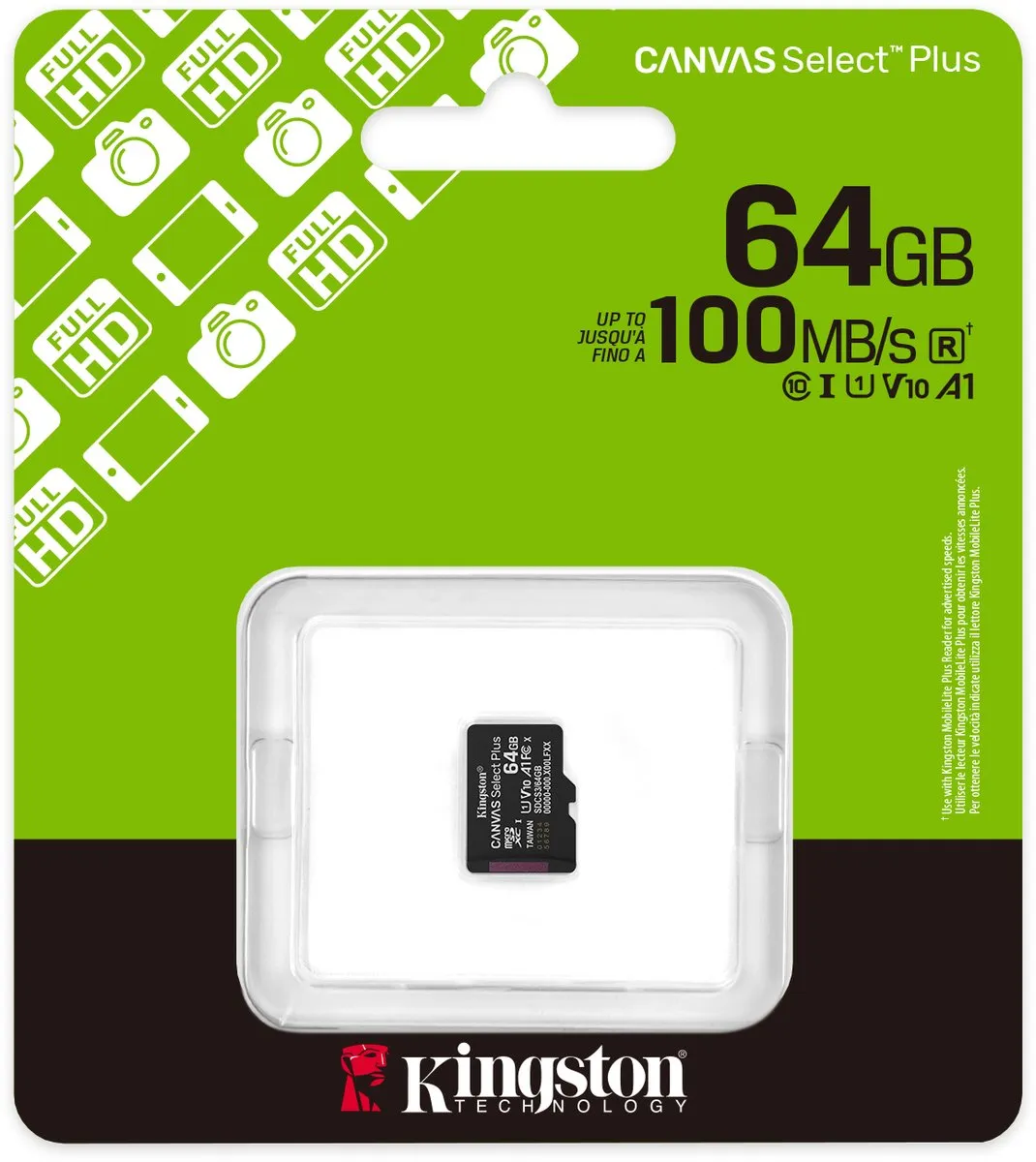 Kingston 64GB microSDXC Canvas Select Plus A1 - SDCS3/64GBSP