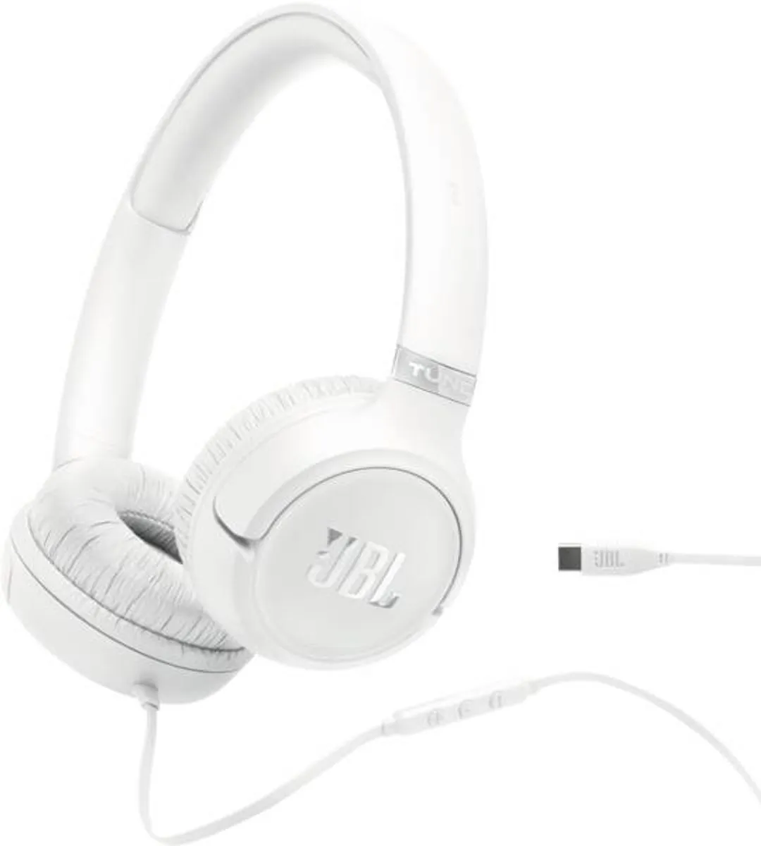 JBL Tune 530 USB-C - USB C Koptelefoon - Bedrade On-ear Headset voor iPhone 15, 16 & 17 - Met Microfoon - JBL Pure Bass - Samsung & Laptop - Wit
