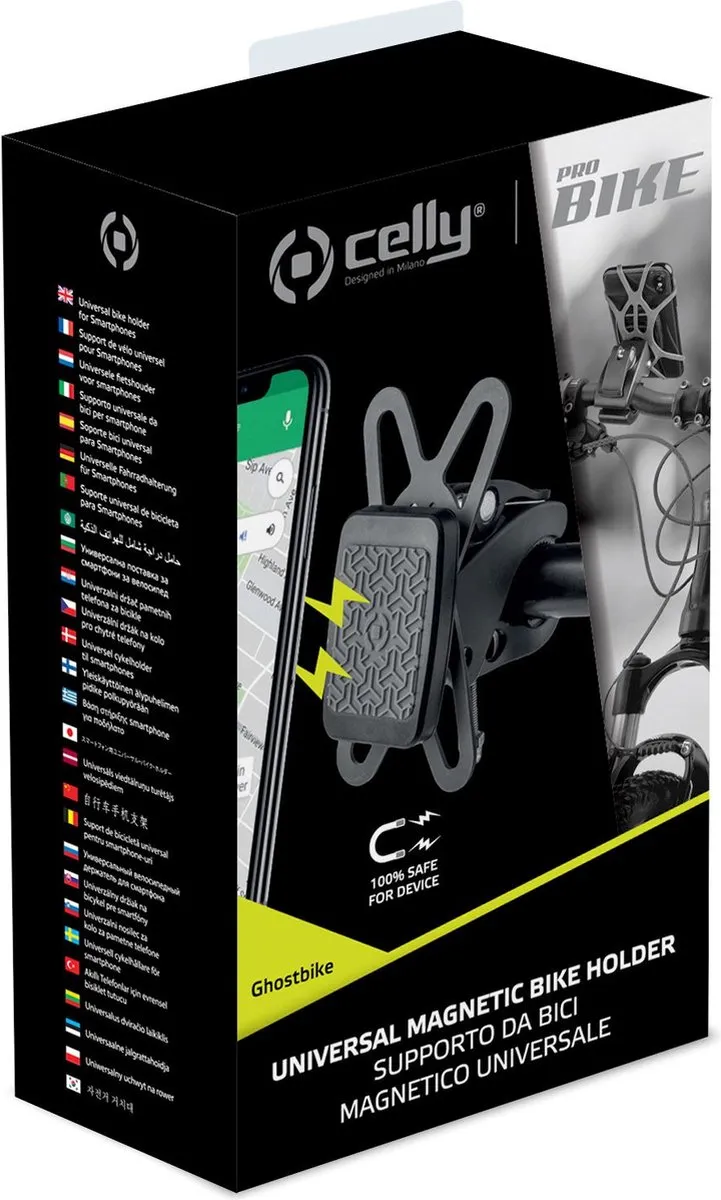 Celly Ghostbike Telefoonhouder Fiets - Magnetisch - Zwart