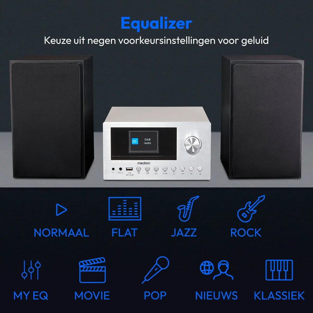 Medion P85003 Micro Audiosysteem - 2x150W - Zilver