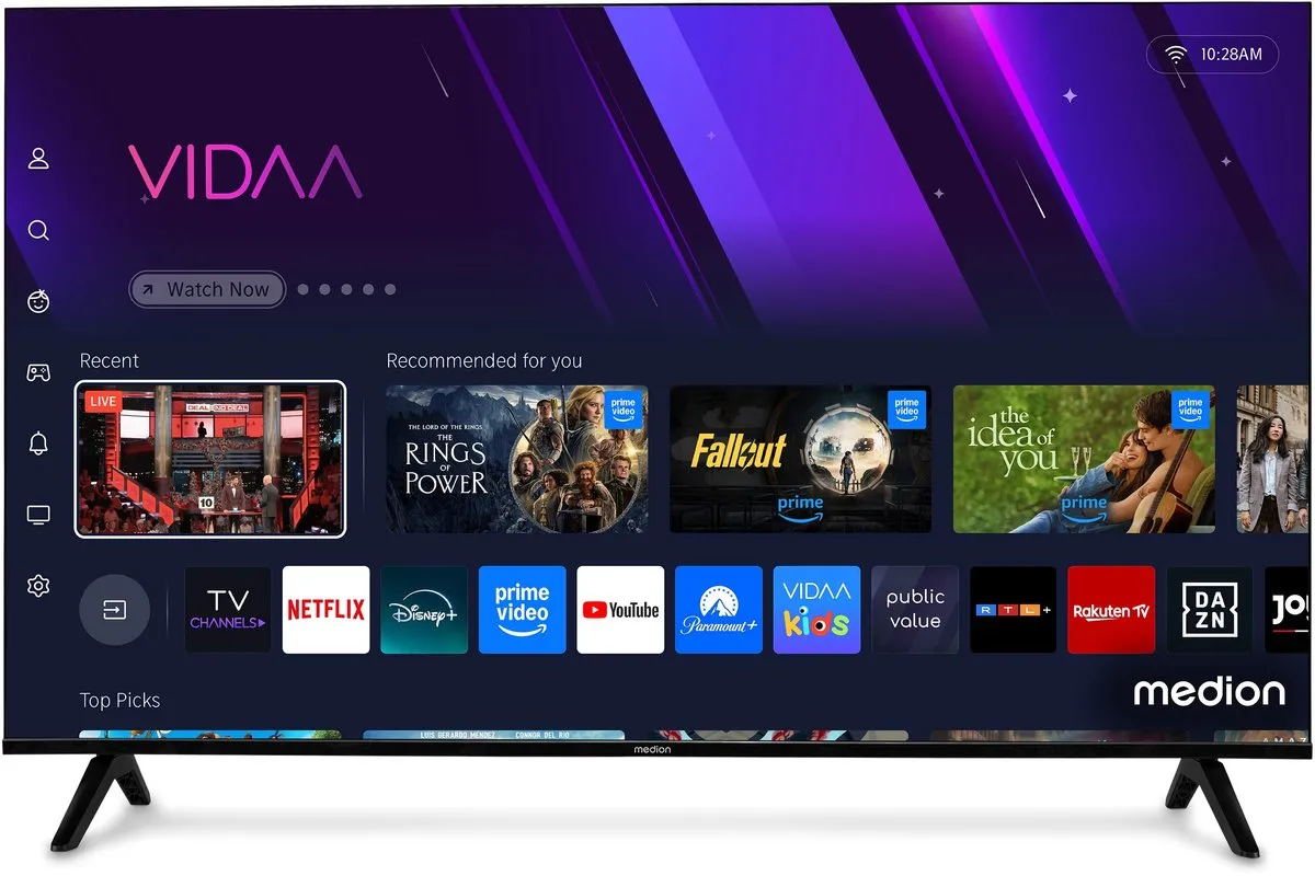 Medion 108cm QLED TV 4K MD 843601 - Dolby Vision/Atmos - Zwart