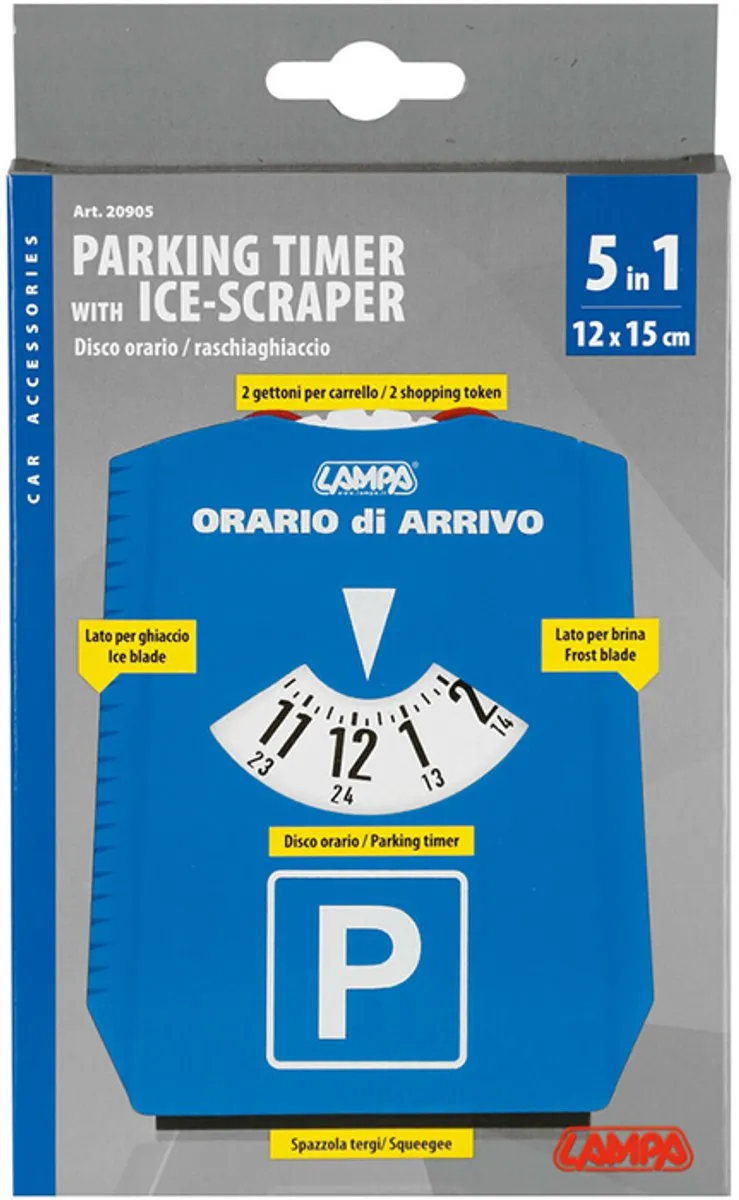 Lampa 5-in-1 IJskrabber Parkeerschijf - 120x150mm - Blauw/Wit/Zwart