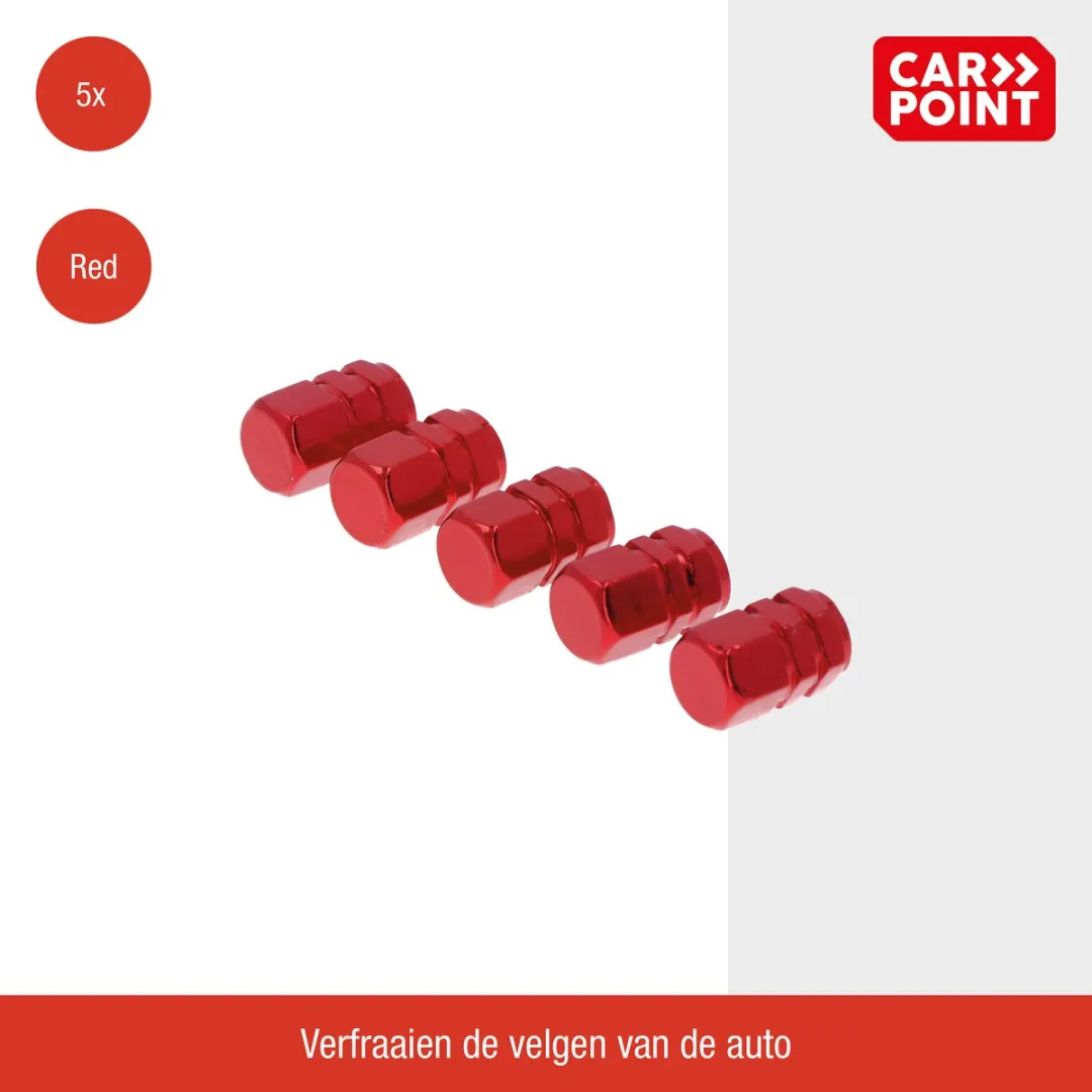 Carpoint Ventieldoppen Rood - 5 Stuks