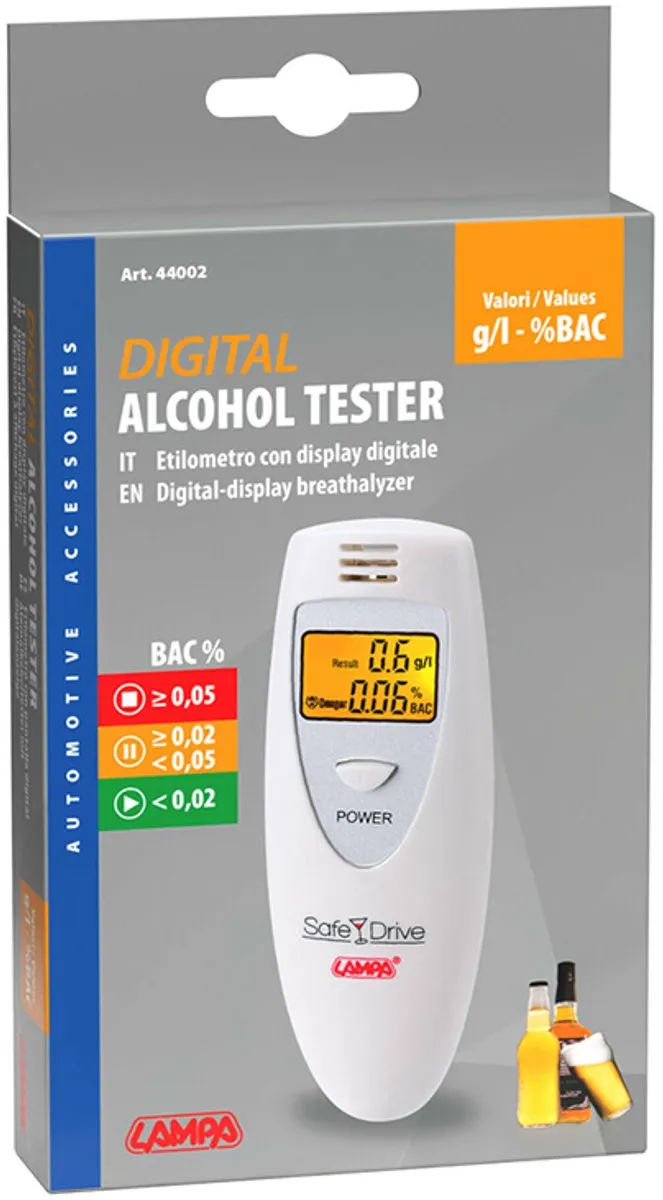 Lampa Digitale Alcoholtester - BAC 0,00–0,19% - Geluidswaarschuwing