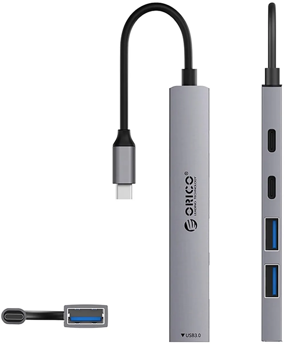 ORICO USB-A/USB-C Dockingstation - 2x USB-A 2.0, 1x USB-A 3.0, 1x USB-C - Transparant - afbeelding 6 van 6