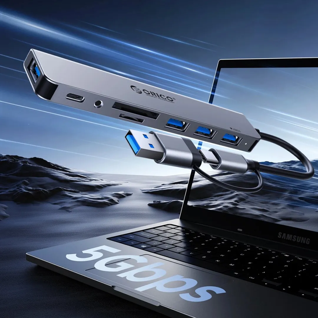 ORICO USB-A/USB-C Dockingstation - 2x USB-A 2.0, 1x USB-A 3.0, 1x USB-C - Transparant