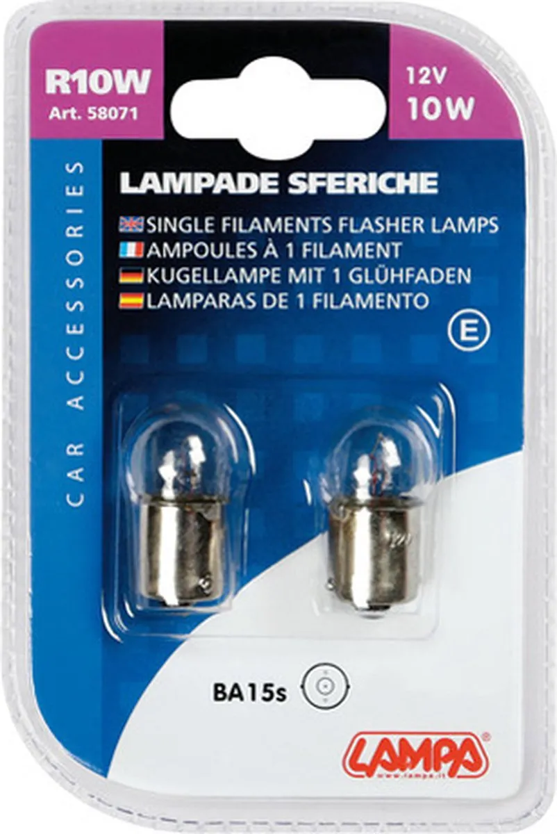 Lampa 12V R10W Gloeilamp BA15s - 2 Stuks