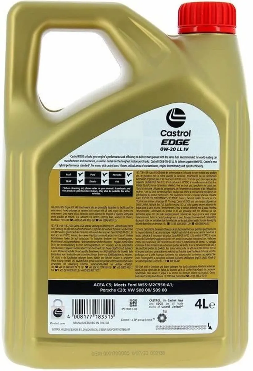 Castrol EDGE 0W-20 Motorolie 4L - o.a. Audi/Volkswagen