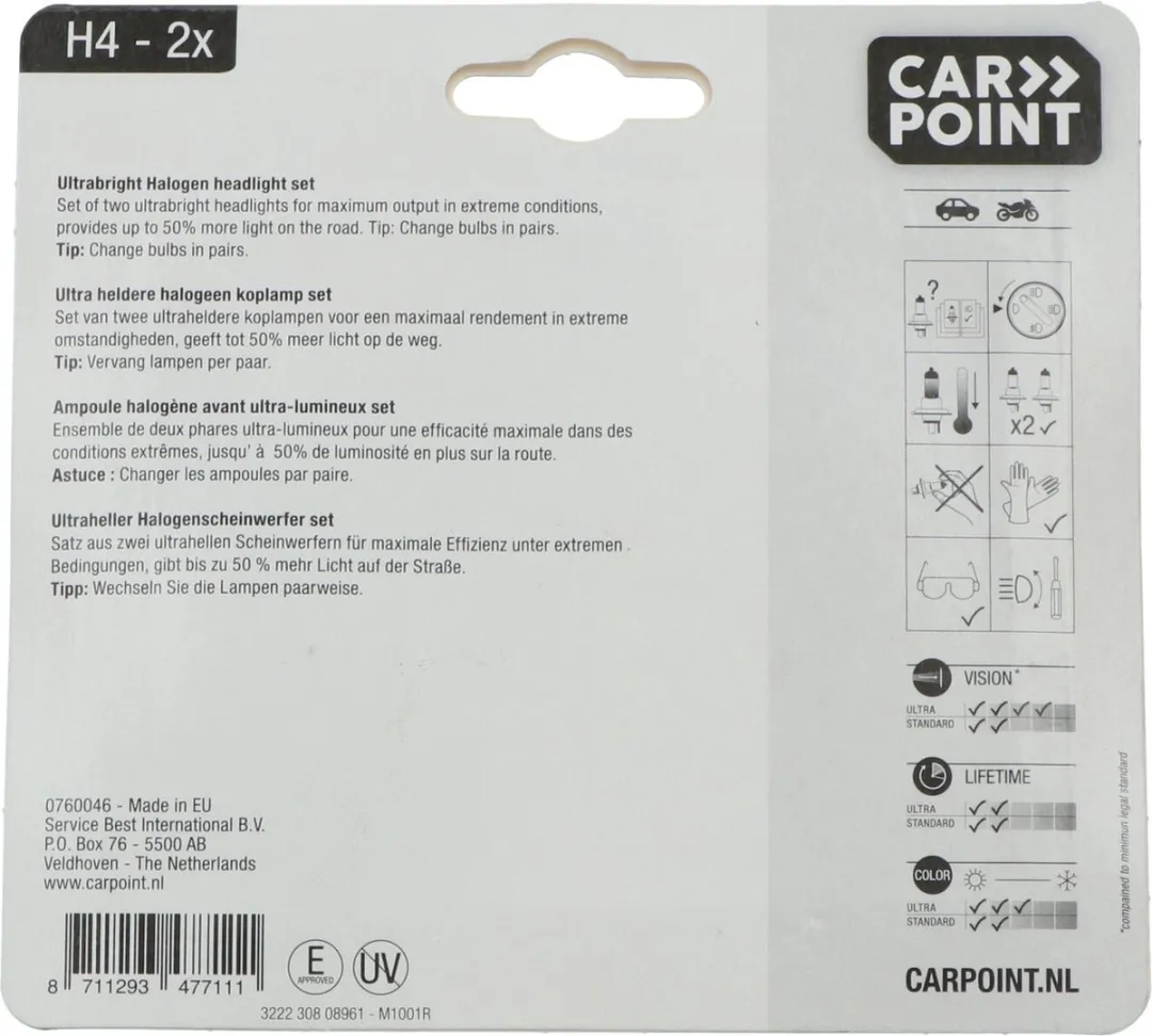 Carpoint Ultrabr Halogeen H4 60/55W - 2 Stuks