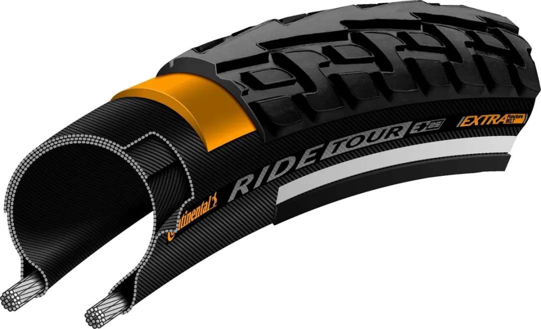 Continental Ride Tour 27x1¼ Buitenband - 32-630 - Zwart met reflectie