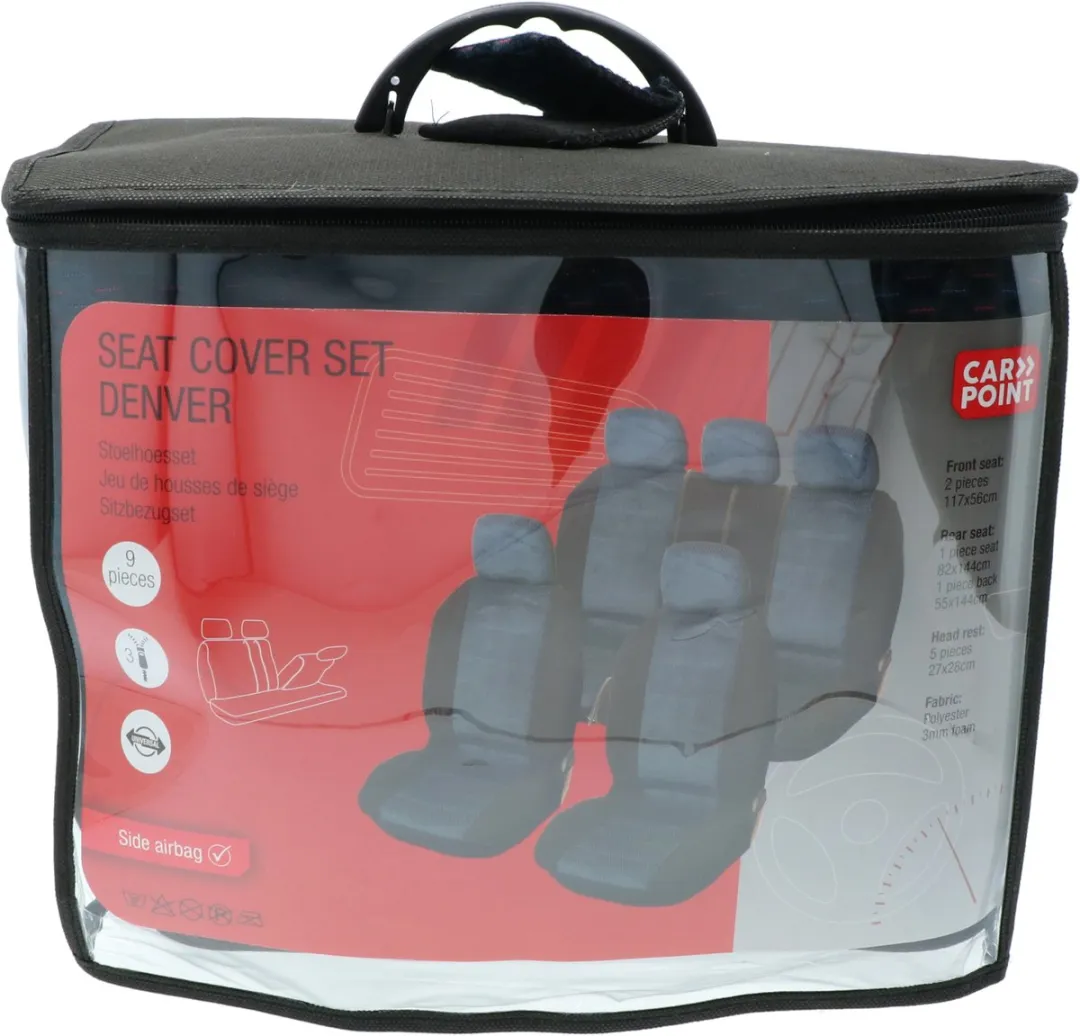 Carpoint Denver Stoelhoezenset Blauw - 9-delig