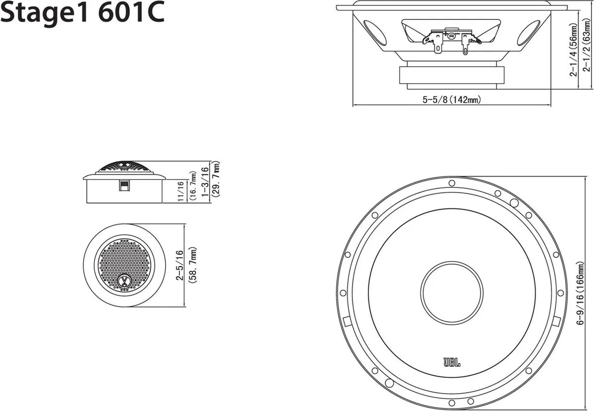 JBL Stage1 601C 2-Weg Inbouwluidspreker 175W - Zwart