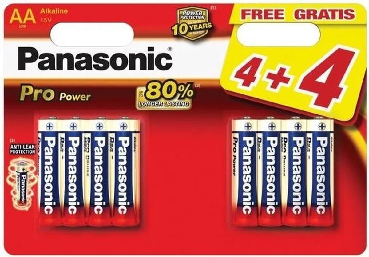 Panasonic Pro Power AAA Alkaline Batterijen - 8 Stuks