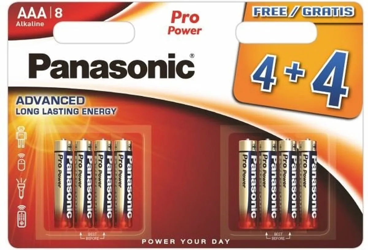 Panasonic Pro Power AAA Alkaline Batterijen - 8 Stuks