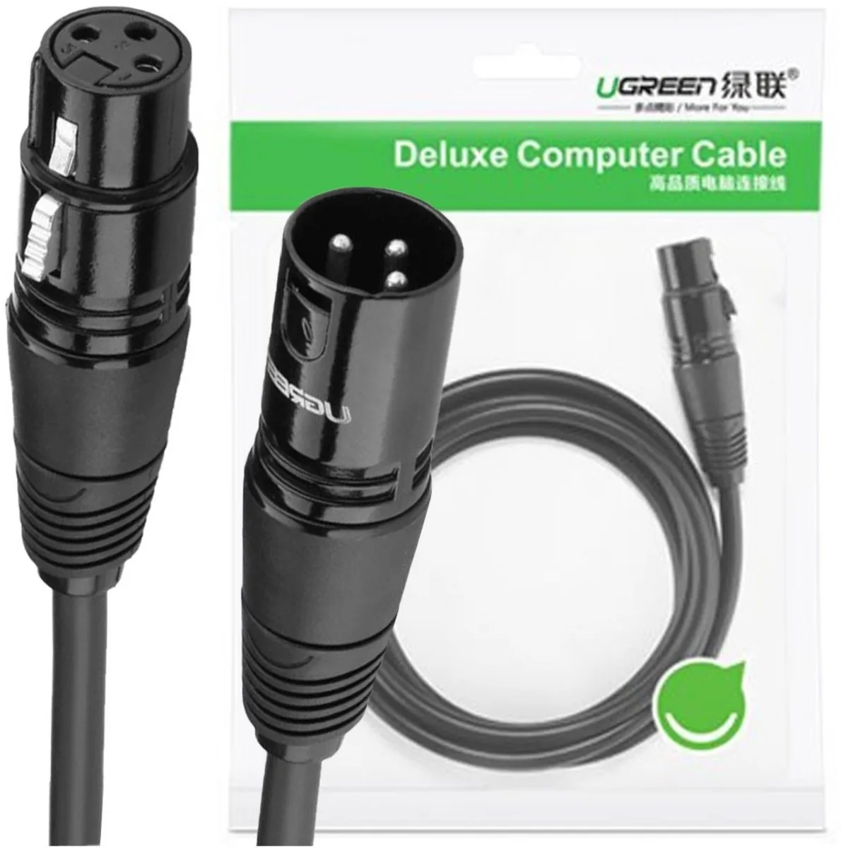 UGREEN XLR Kabel Vrouwelijk naar Mannelijk 2m - Transparent