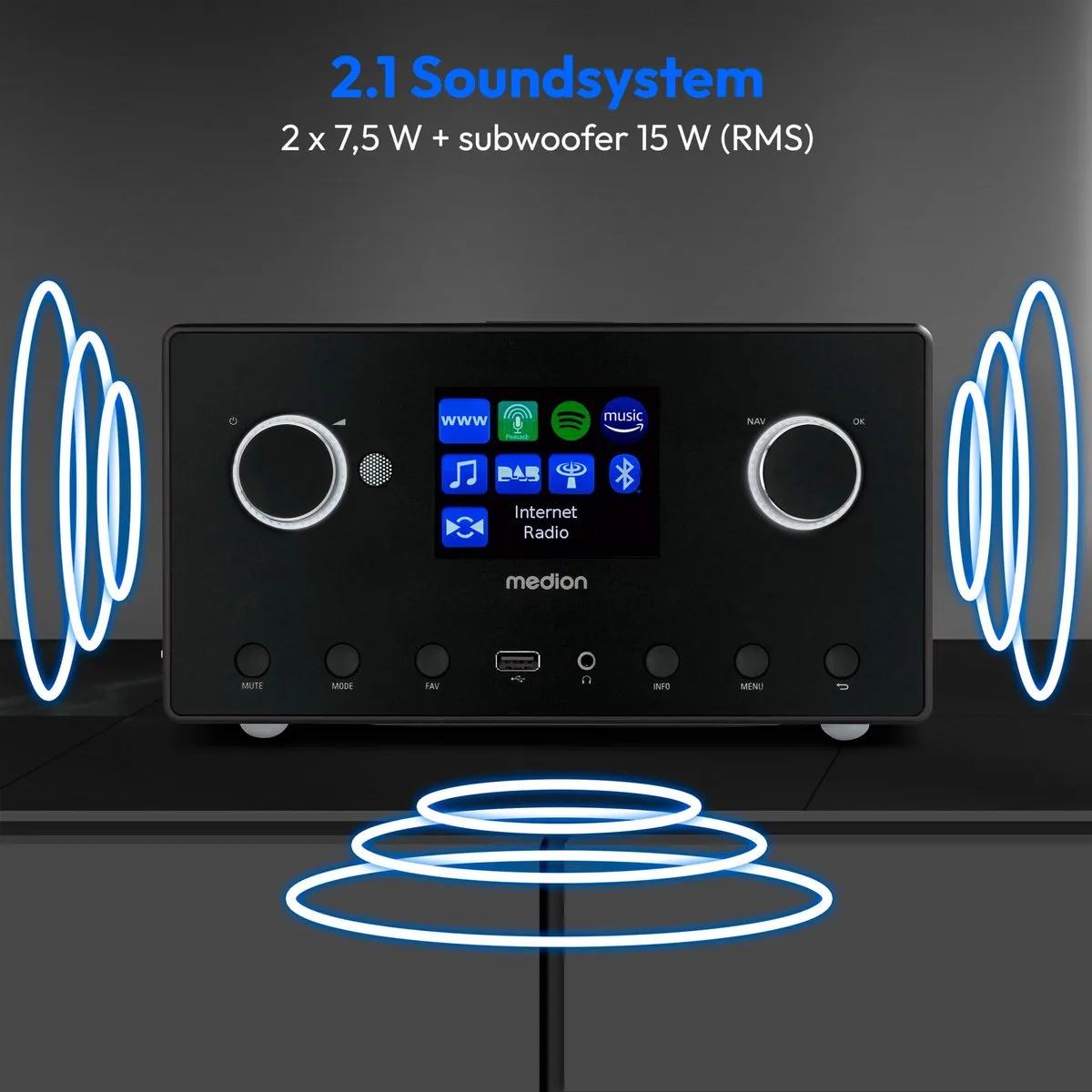 Medion MD89295 Internetradio 2.1 - 30W - Zwart