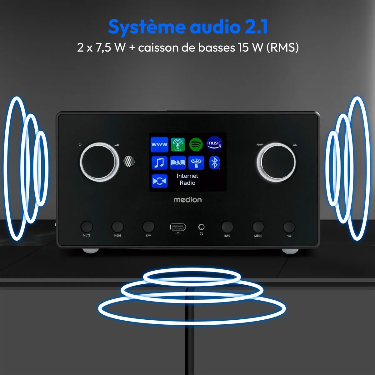 Medion MD89295 Internetradio 2.1 - 30W - Zwart