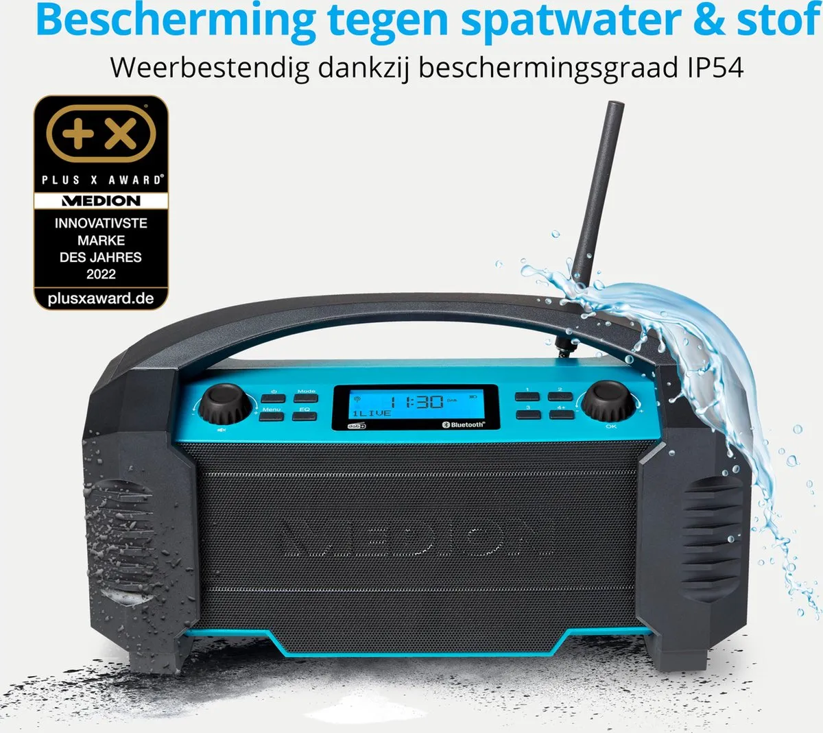 Medion MD43320 DAB+ Bouwplaatsradio - 15W - Blauw