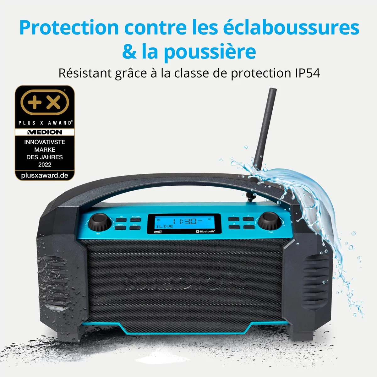 Medion MD43320 DAB+ Bouwplaatsradio - 15W - Blauw