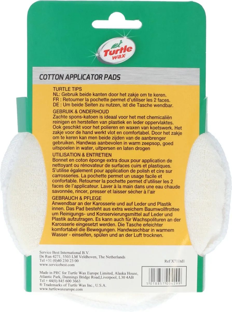 Turtle Wax X711td Poetspads Katoen 13cm - 2 Stuks