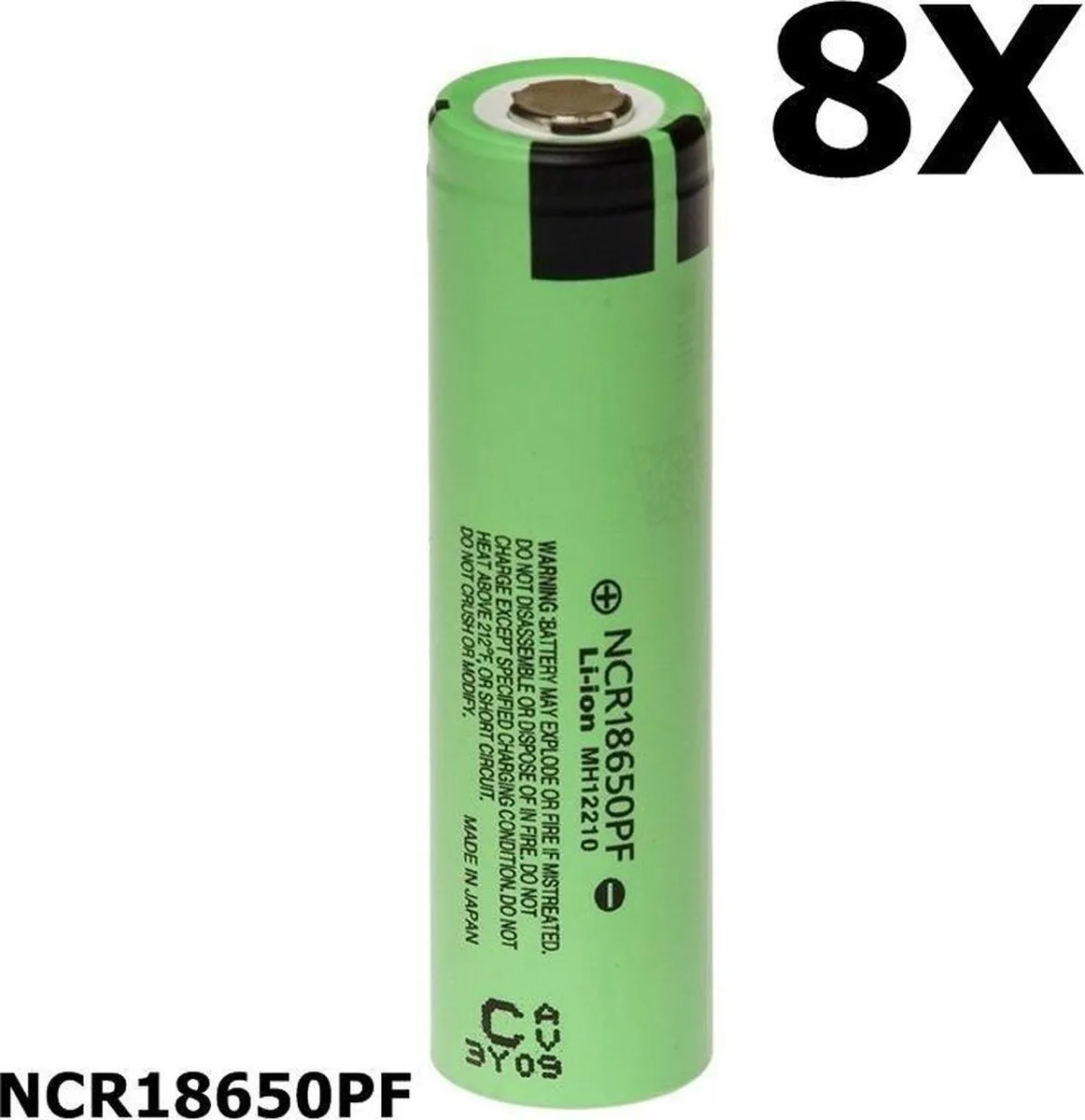 Panasonic NCR18650PF 18650 Accu - 2900mAh - 8 Stuks