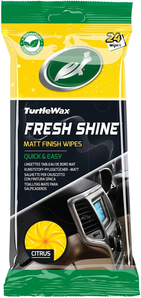 Turtle Wax Fresh Shine Matt Interieurreiniger Doekjes 24 Stuks