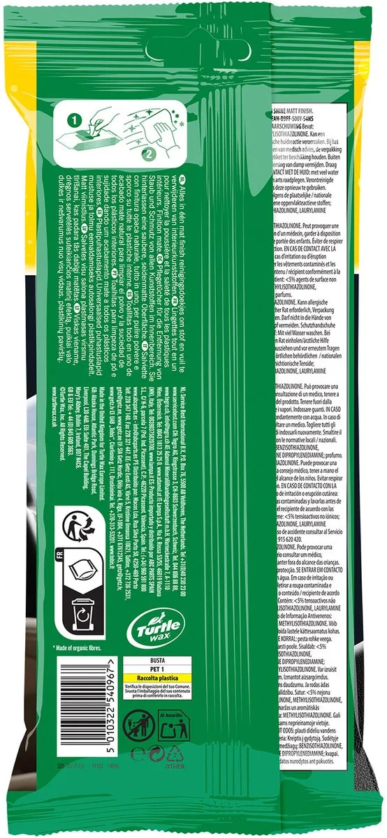 Turtle Wax Fresh Shine Matt Interieurreiniger Doekjes 24 Stuks