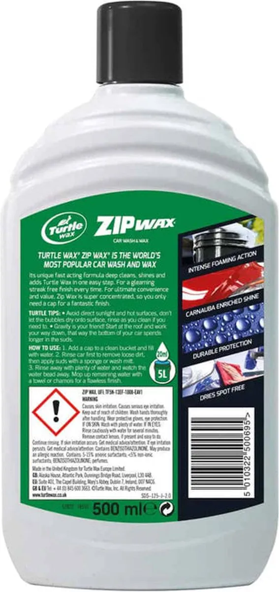 Turtle Wax Carnauba Wash & Wax Shampoo 2x500ml