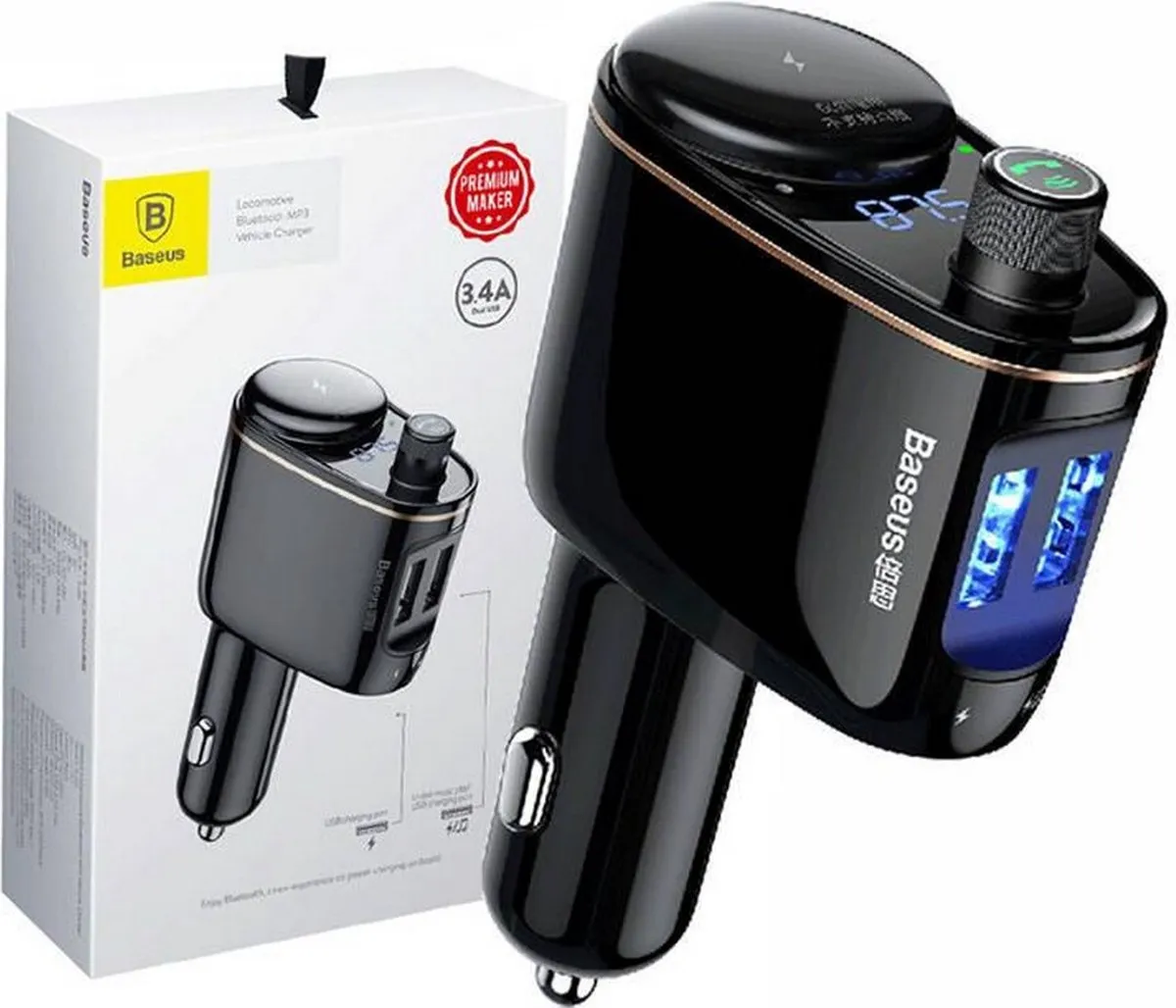 Baseus Bluetooth FM Transmitter Autolader 2x USB 3.4A