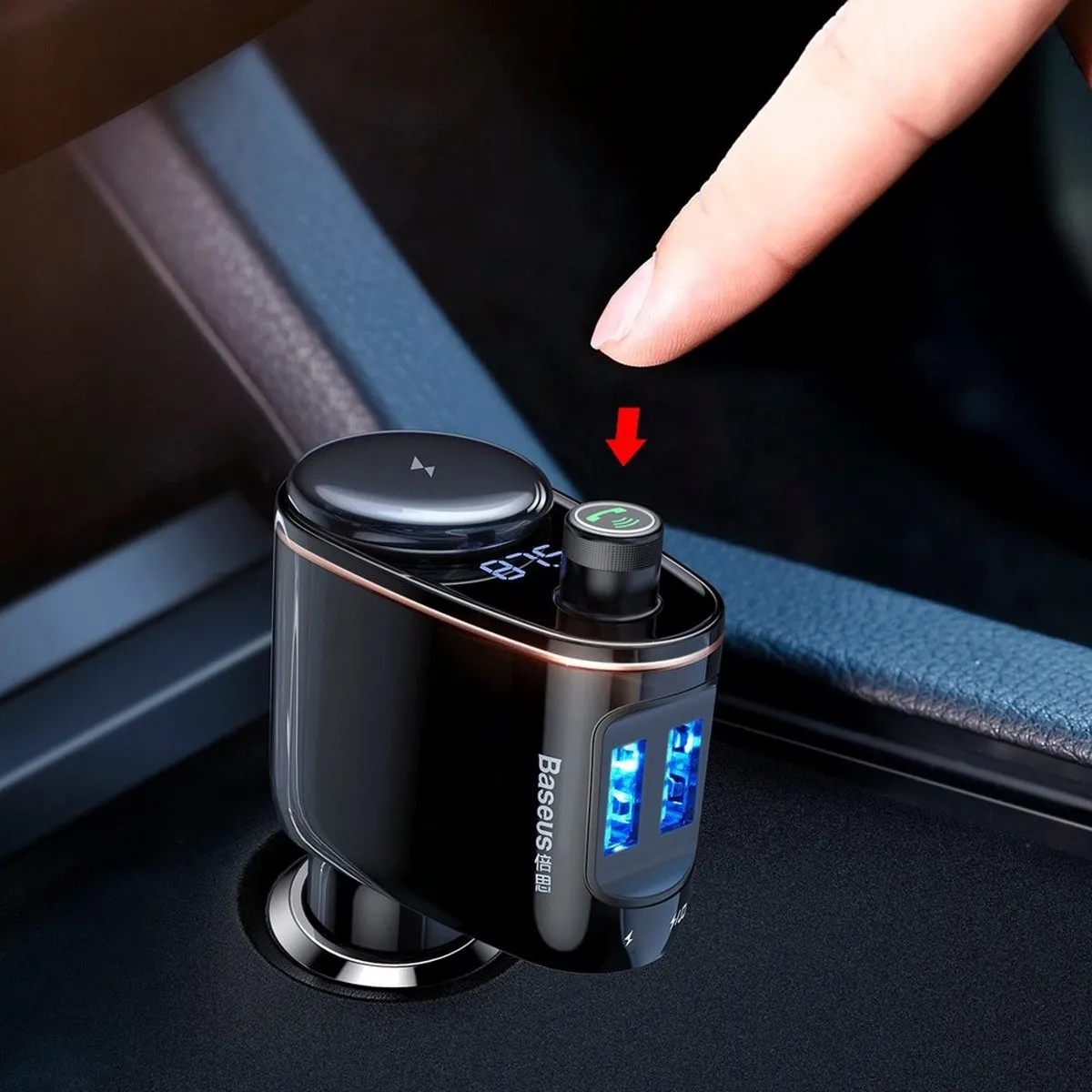 Baseus Bluetooth FM Transmitter Autolader 2x USB 3.4A - Zwart