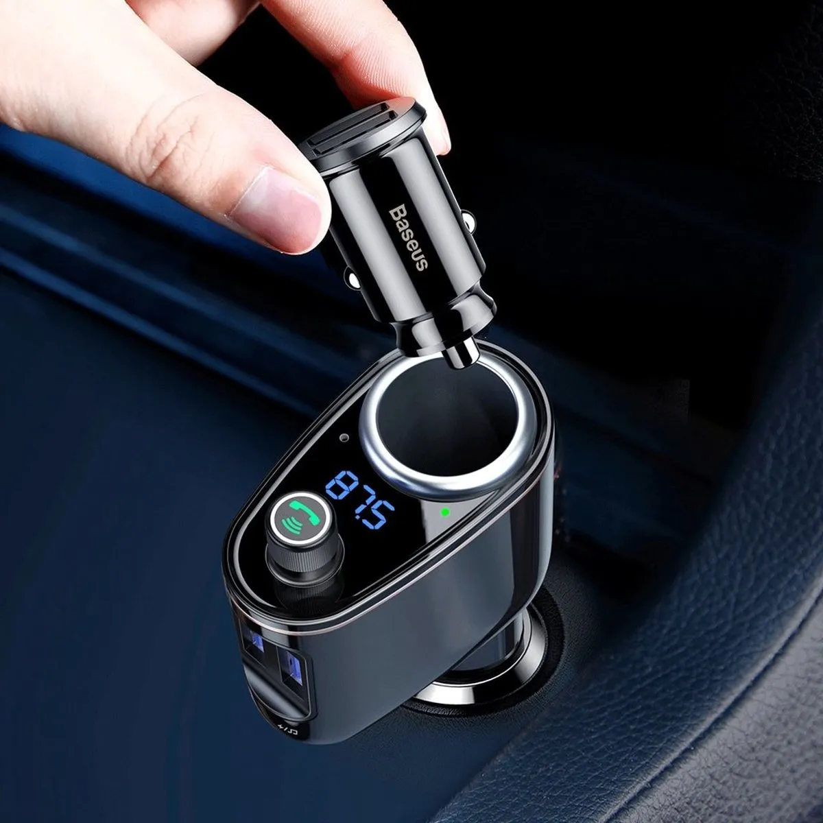 Baseus Bluetooth FM Transmitter Autolader 2x USB 3.4A - Zwart