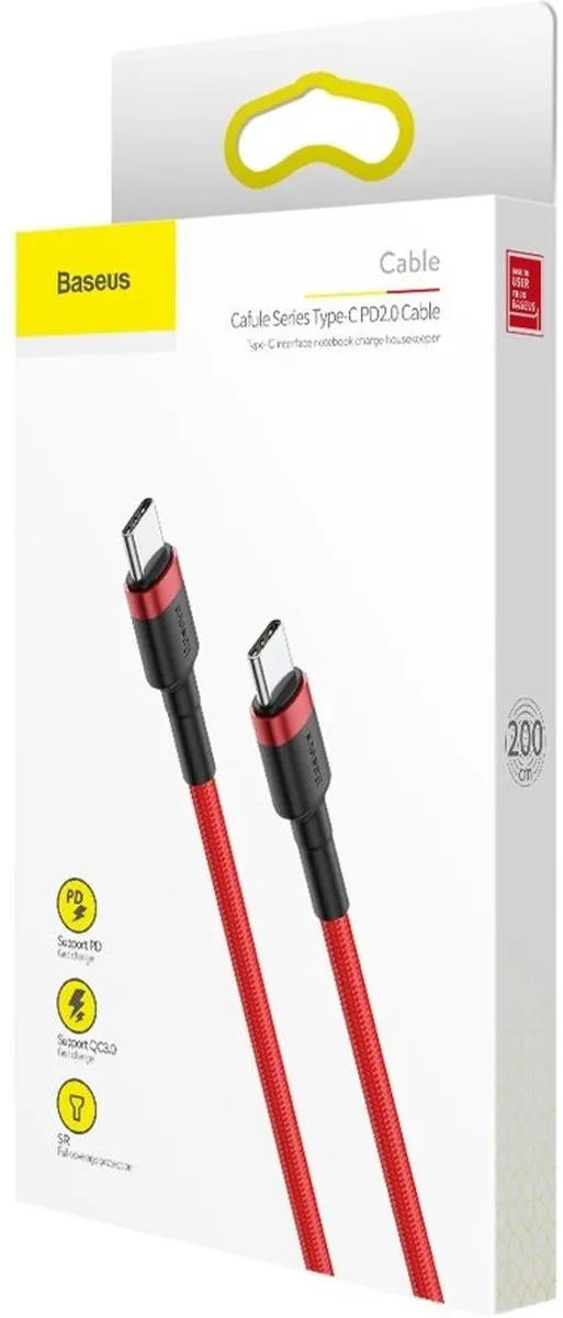 Baseus Fast Charge USB-C naar USB-C 2m - Rood