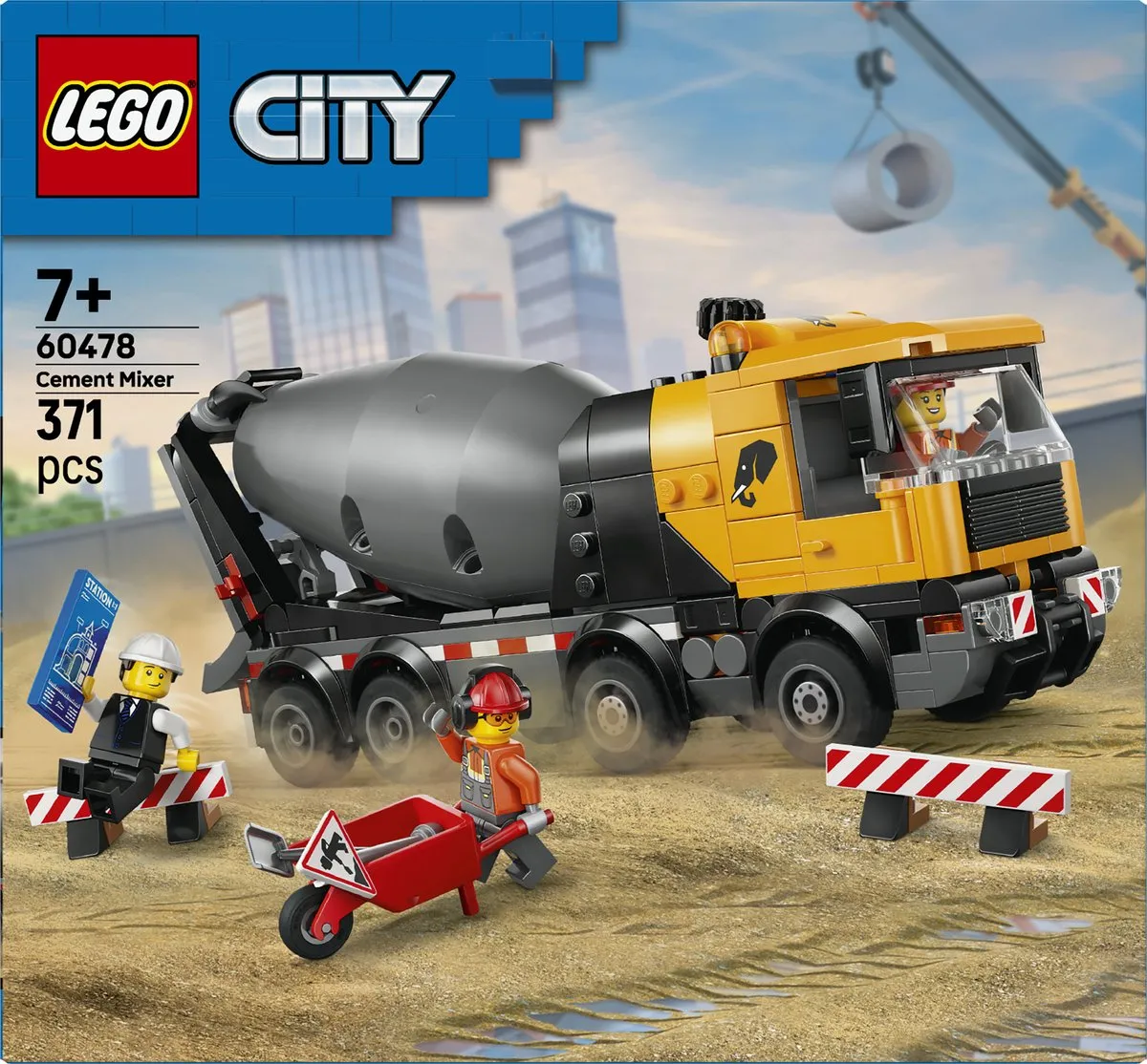 LEGO City Betonmixer Bouwvoertuig 60478 - 371 Stukken - 3 Minifiguren - Multicolor