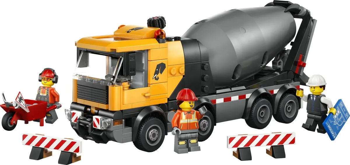 LEGO City Betonmixer Bouwvoertuig 60478 - 371 Stukken - 3 Minifiguren - Multicolor
