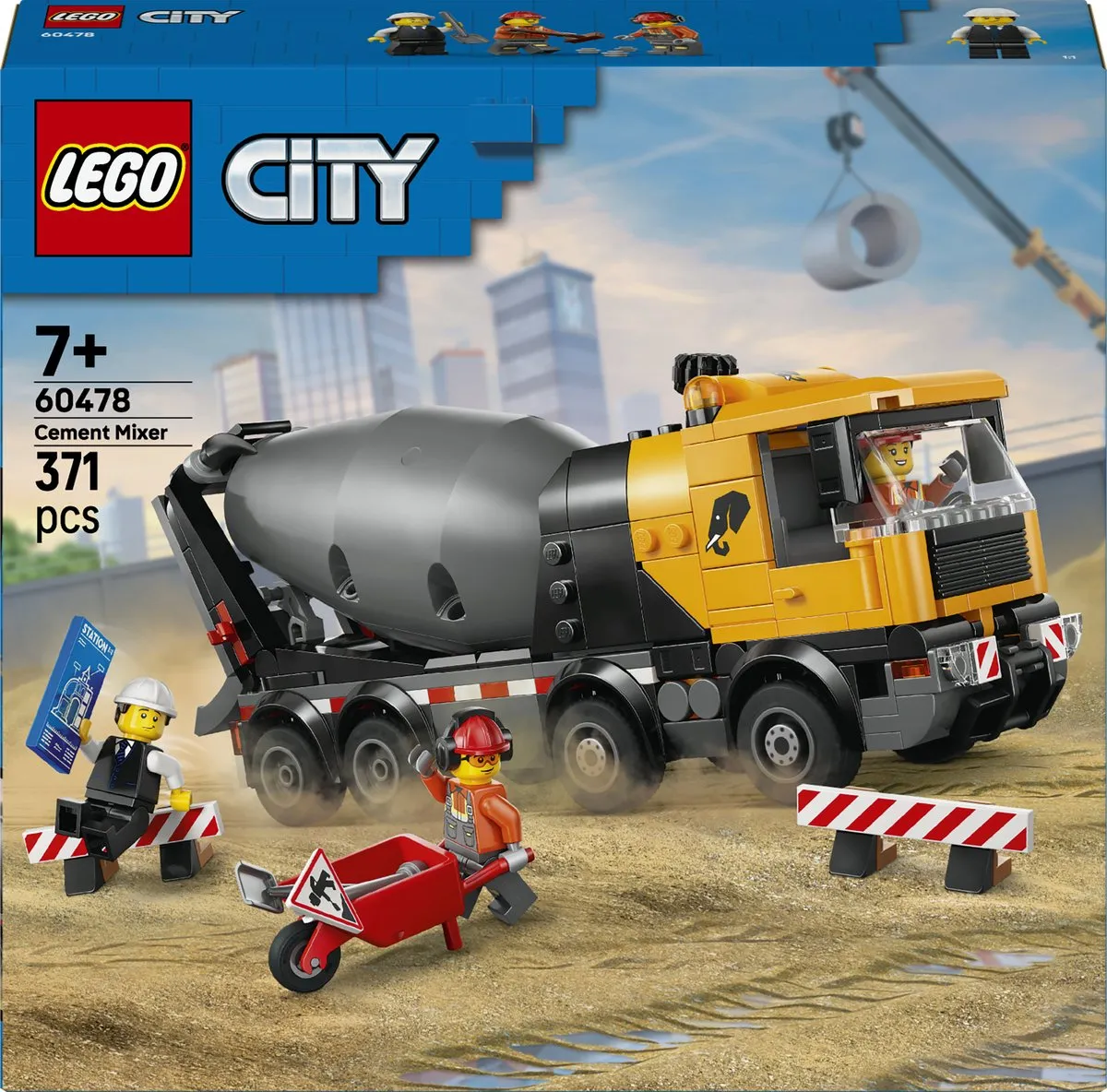 LEGO City Betonmixer Bouwvoertuig 60478 - 371 Stukken - 3 Minifiguren - Multicolor