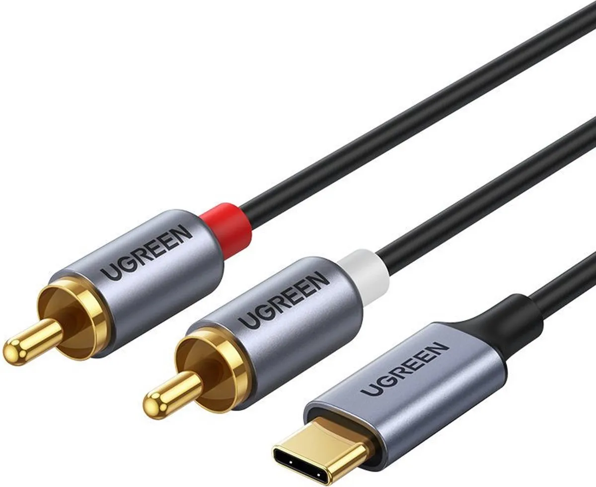 UGREEN USB Type-C naar 2x RCA Audiokabel 1,5m - Grijs