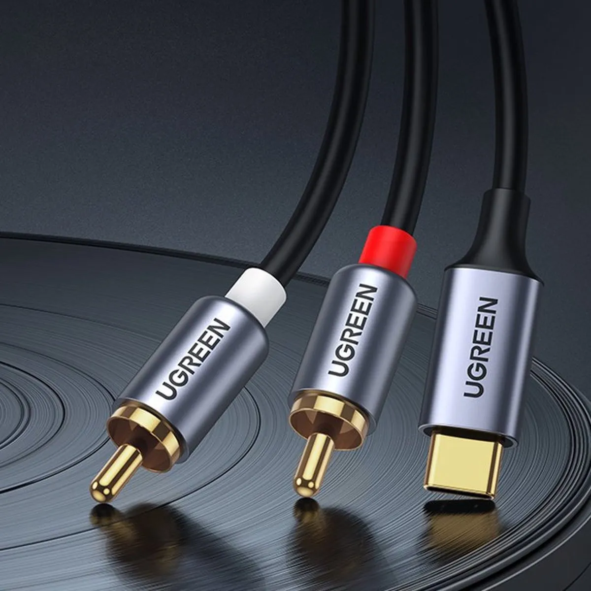 UGREEN USB Type-C naar 2x RCA Audiokabel 1,5m - Grijs